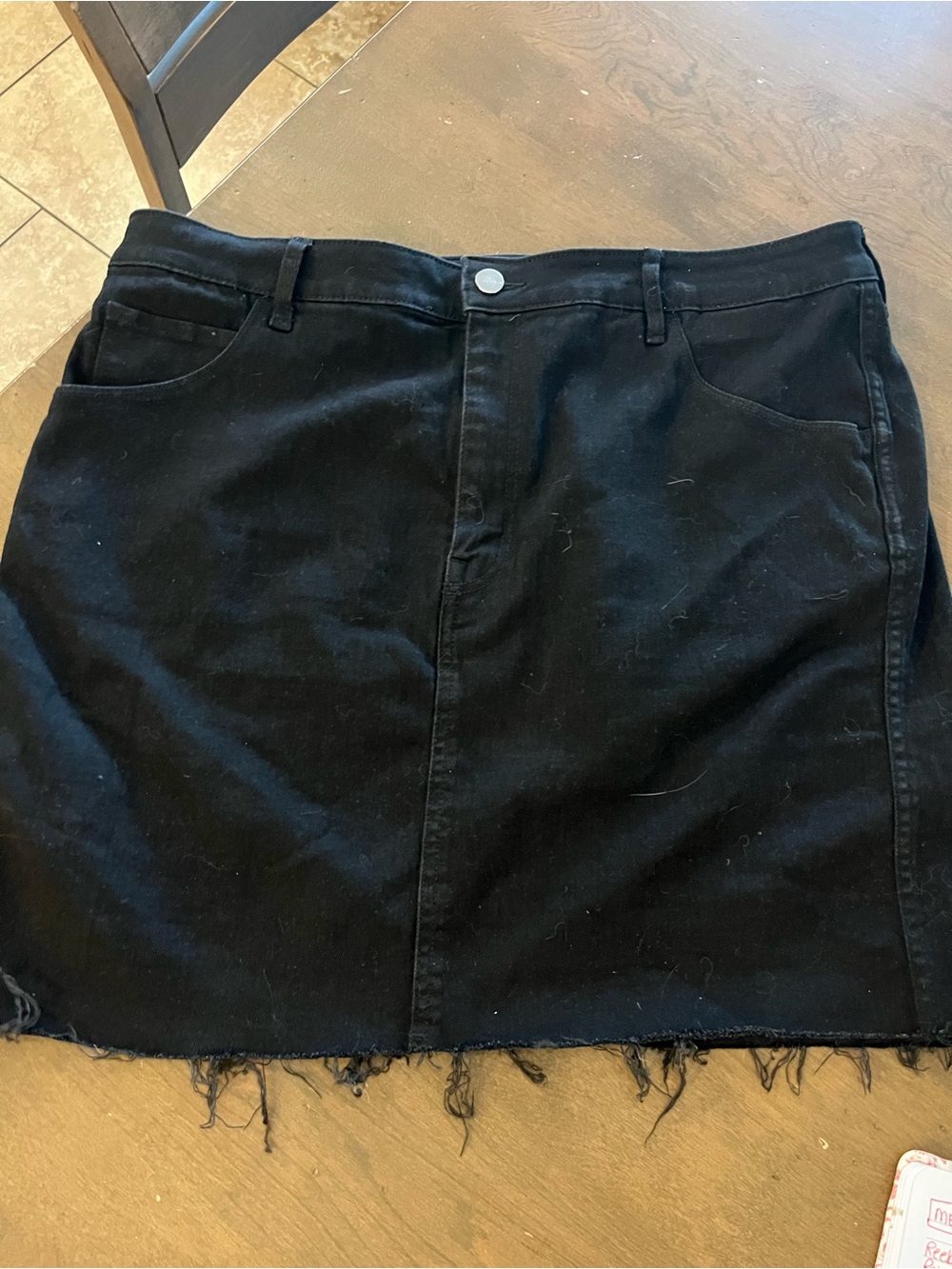Black Raw-Hem Mini Skirt